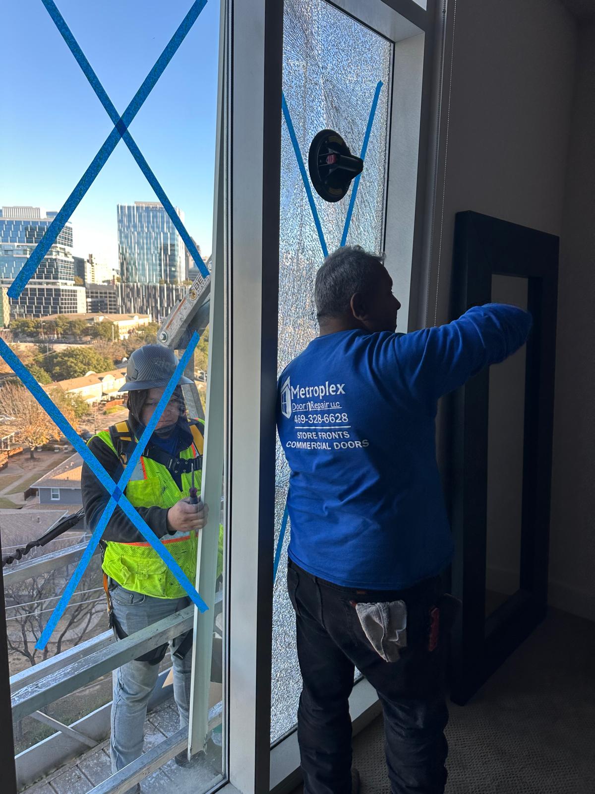 Cracked high-rise window panel replacement
